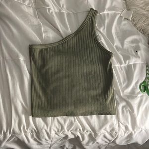 green one shoulder top
